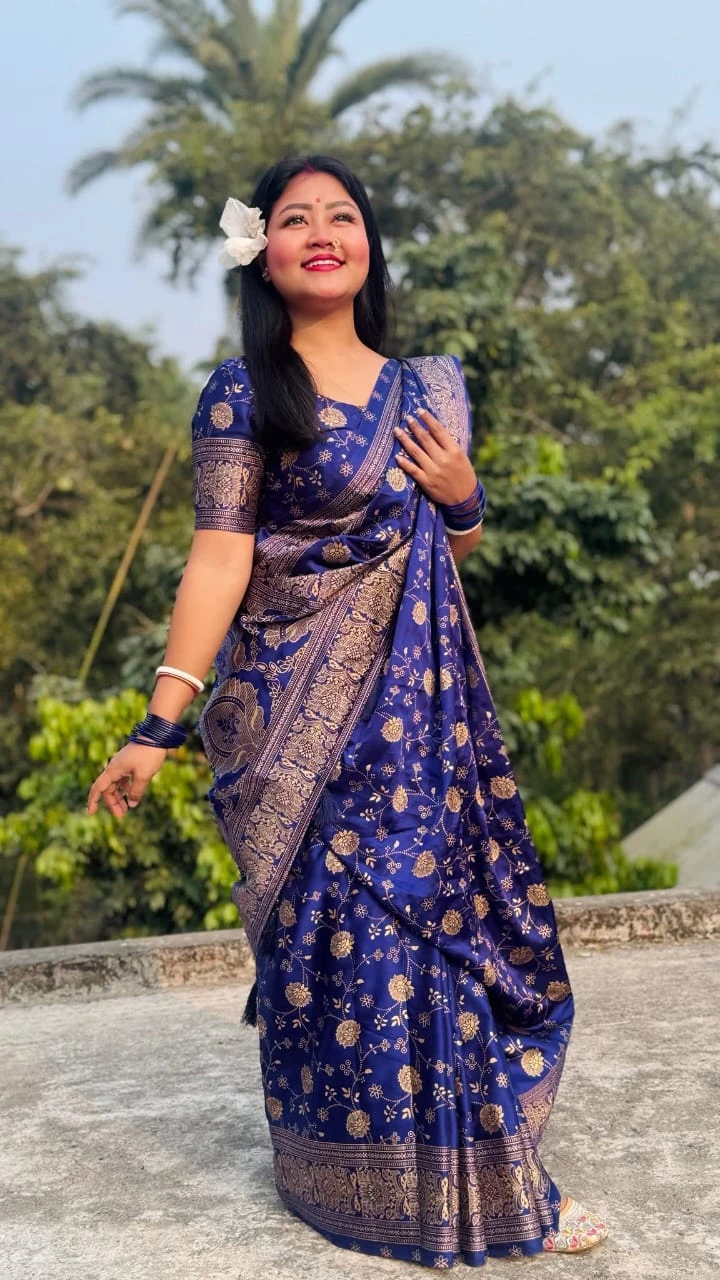 Japani Silk Skin Print Sharee with Blouse Piece