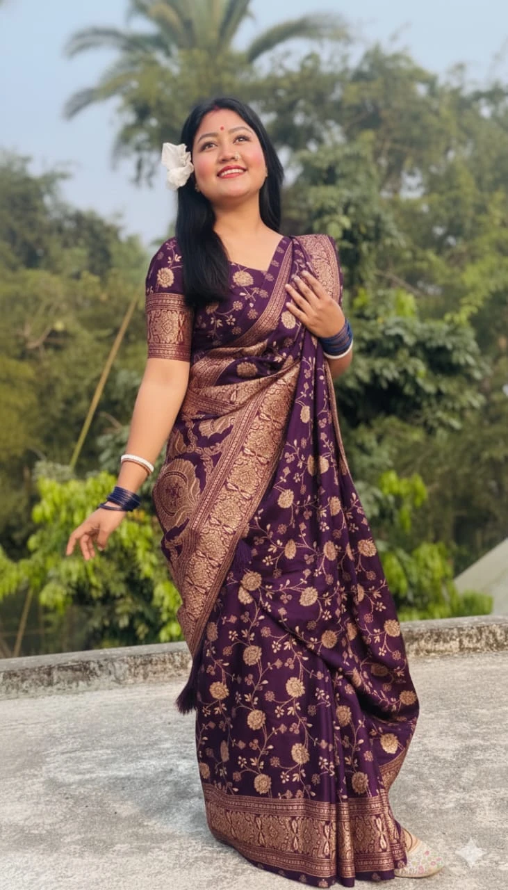 Japani Silk Skin Print Sharee with Blouse Piece