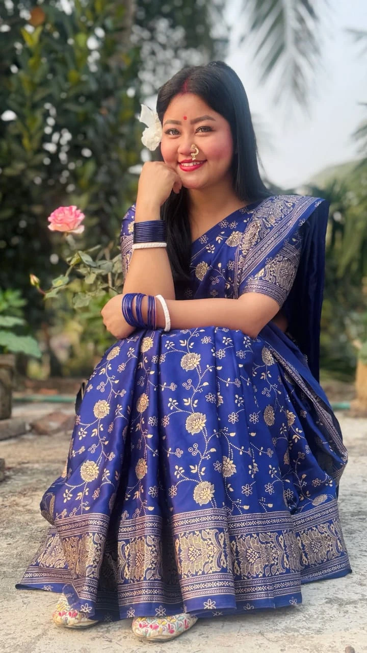 Japani Silk Skin Print Sharee with Blouse Piece