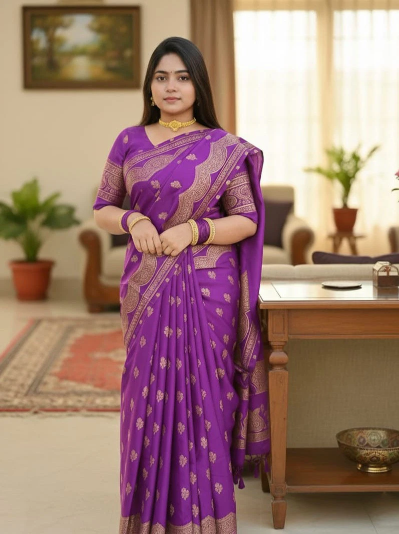 Japani Silk Skin Print Sharee with Blouse Piece