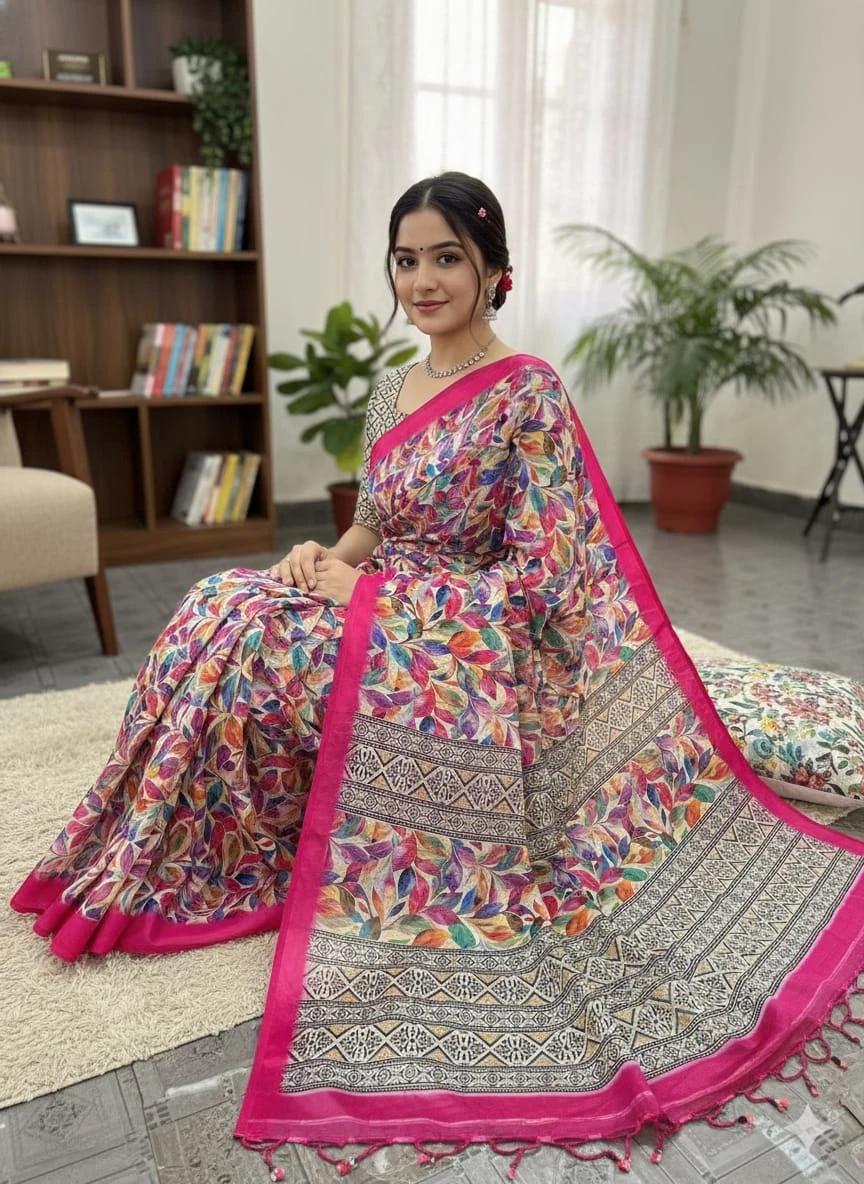 Chanderi silk sharee with blause pcs