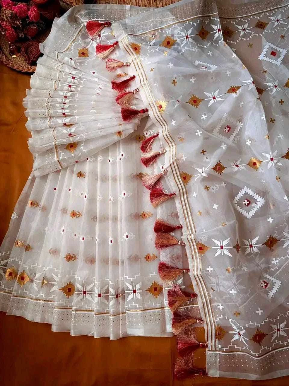 Half Silk Jamdani Print Saree