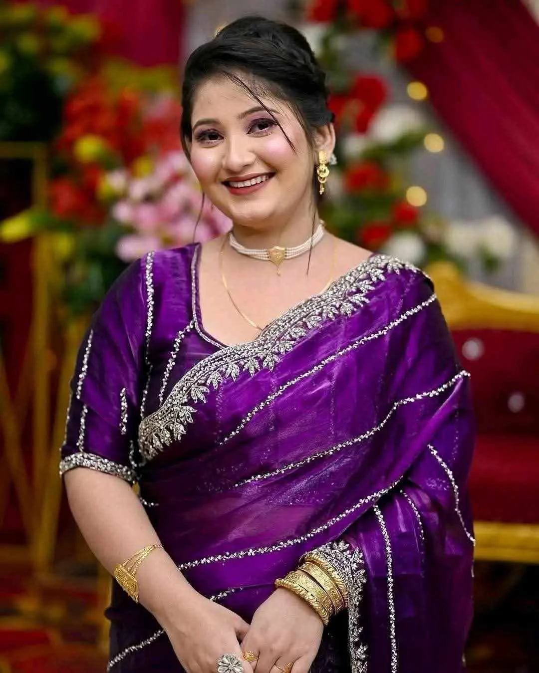 Georgette Embroidery Sharee with Blouse Piece