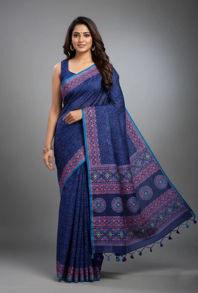 Premium Silk Boutique Skin Print Shari