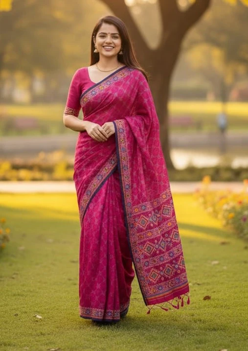 Premium Silk Boutique Skin Print Shari