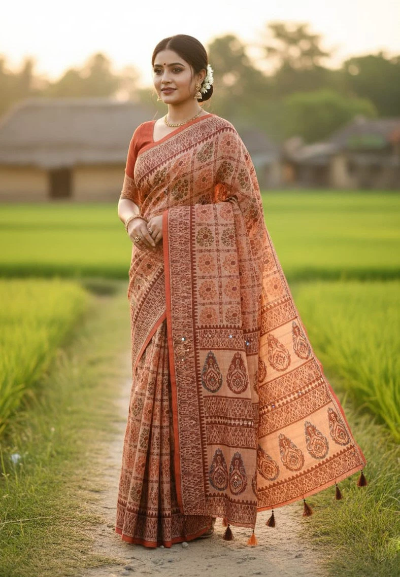 Premium Silk Boutique Skin Print Shari