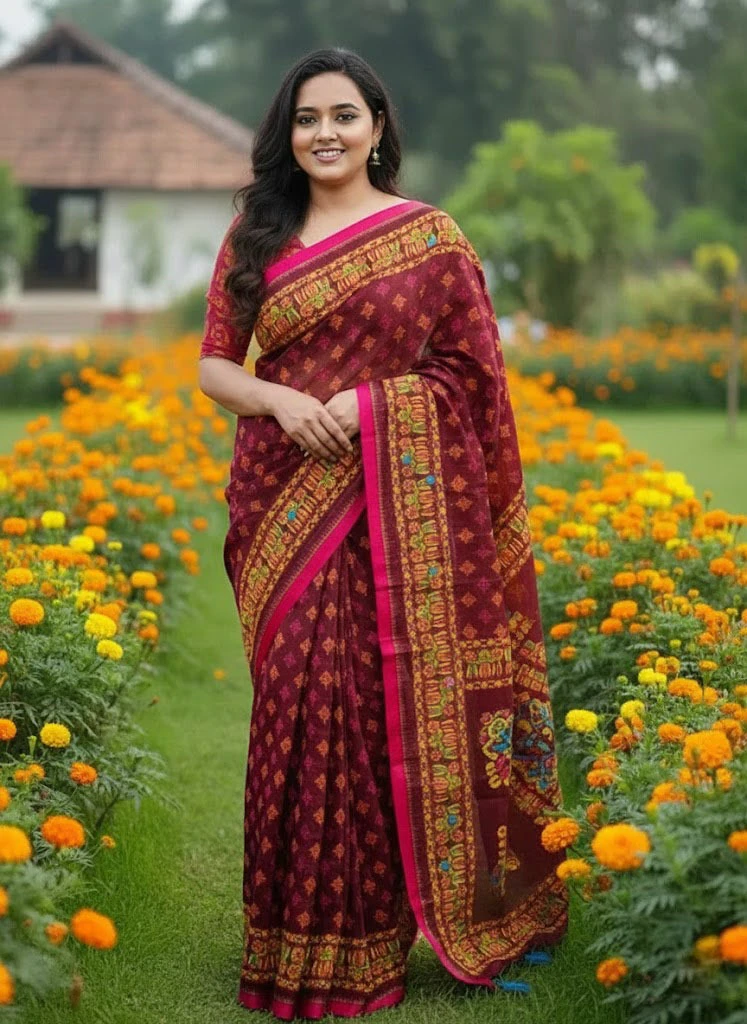 Premium Silk Boutique Skin Print Shari