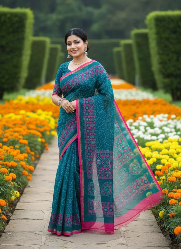 Premium Silk Boutique Skin Print Shari