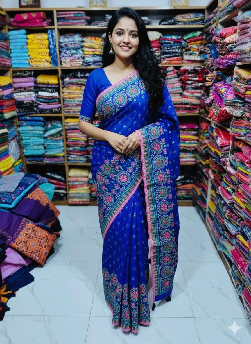 Premium Silk Boutique Skin Print Shari