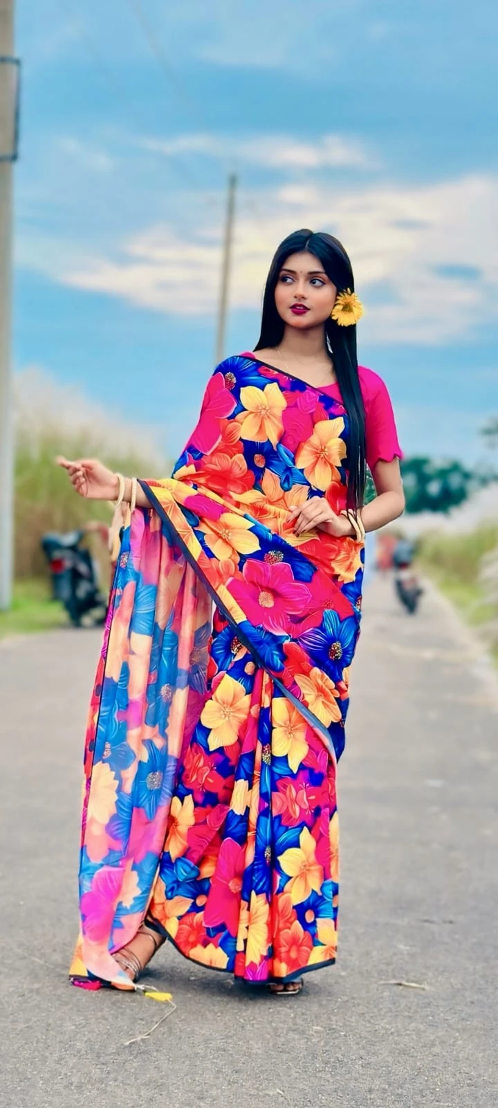 Digital Print sharee with blause pcs