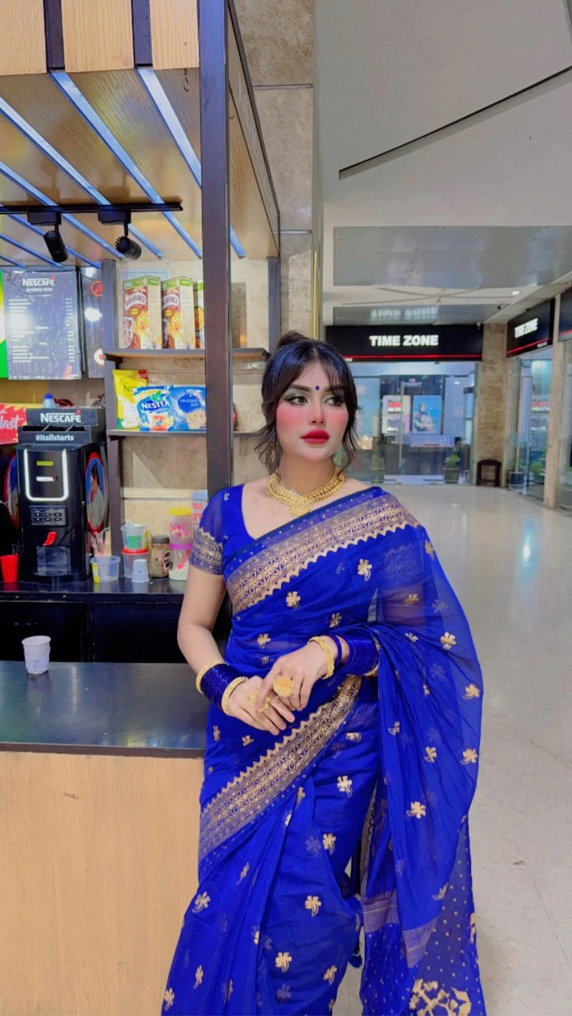 Semi Moslin Sharee with Blouse Piece