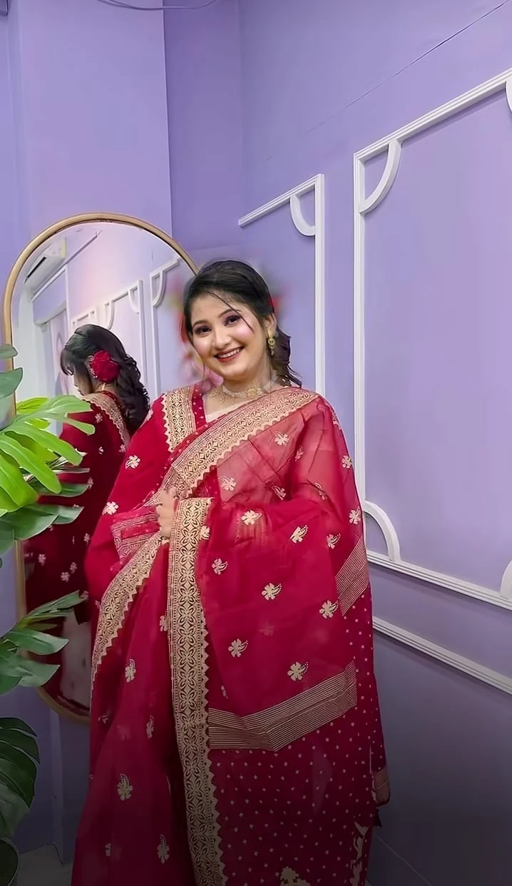 Semi Moslin Sharee with Blouse Piece