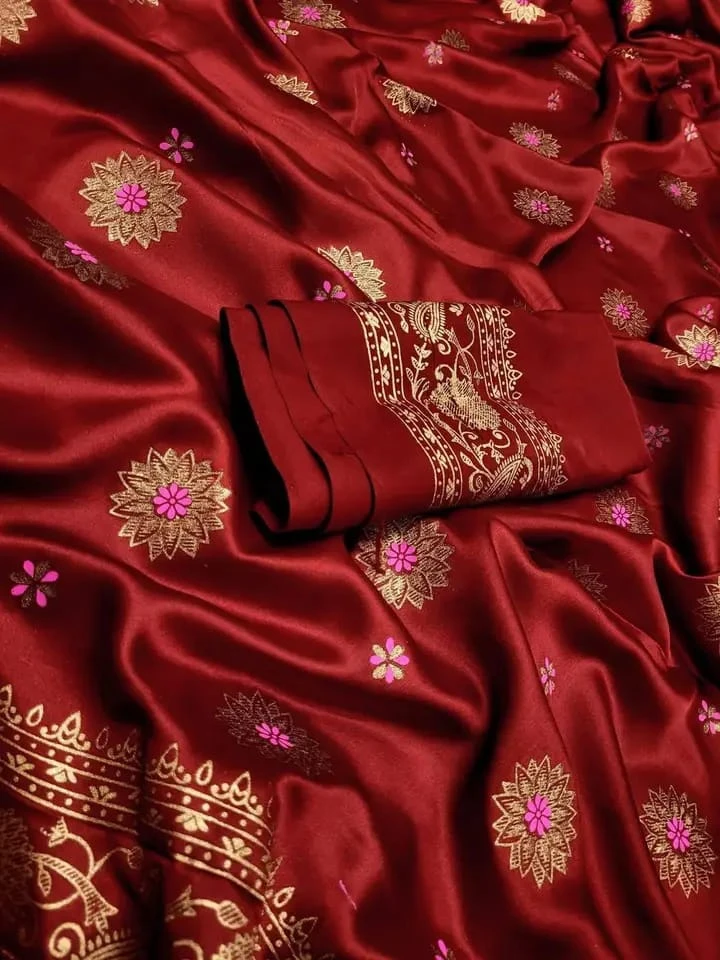 Japani Silk Skin Print Sharee with Blouse Piece