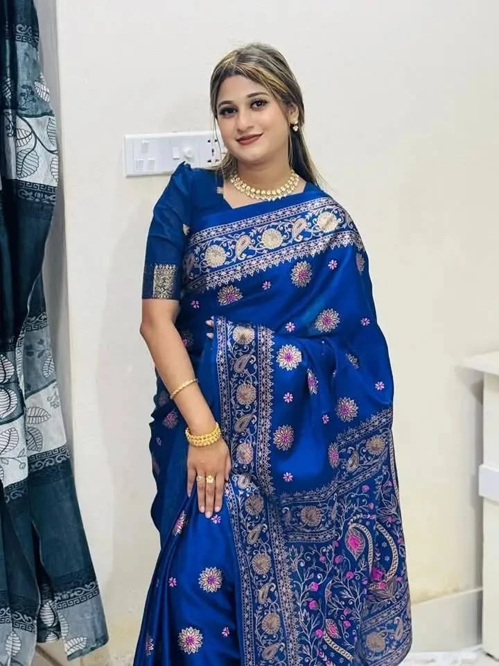 Japani Silk Skin Print Sharee with Blouse Piece