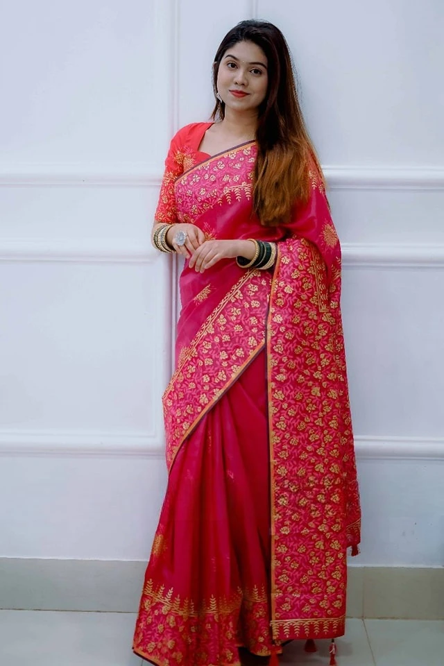 Kubari Silk Saree (With Blouse piece )